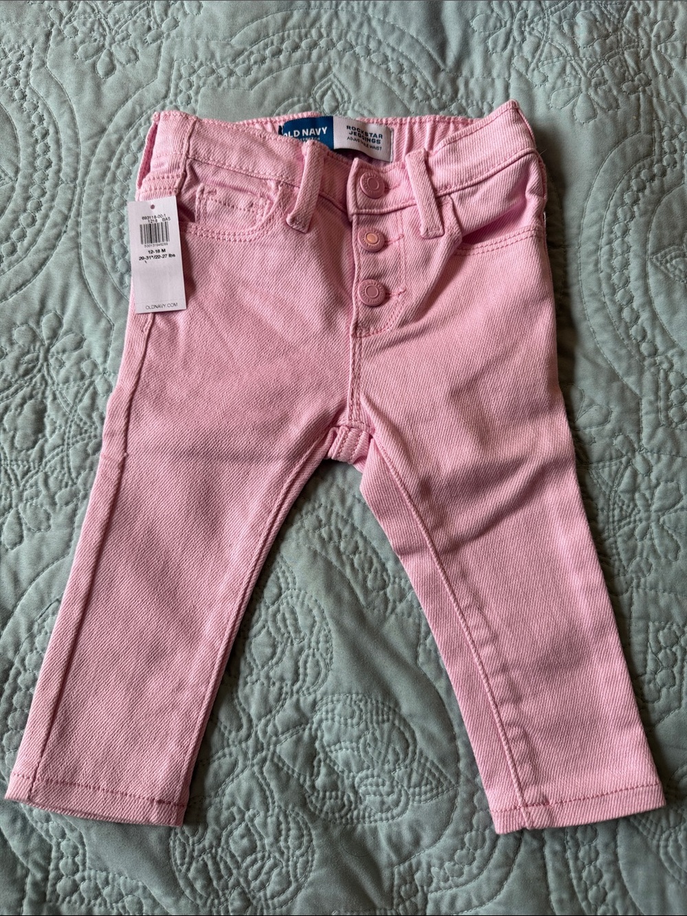 Old Navy Light Pink Stretch Denim Jeans - “Rockstar Jeggings” 12-18 months
